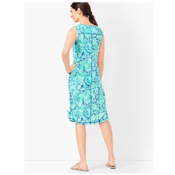 T by Talbots Aqua Blue Paisley Terry Dress - LP - Picture 11 of 11